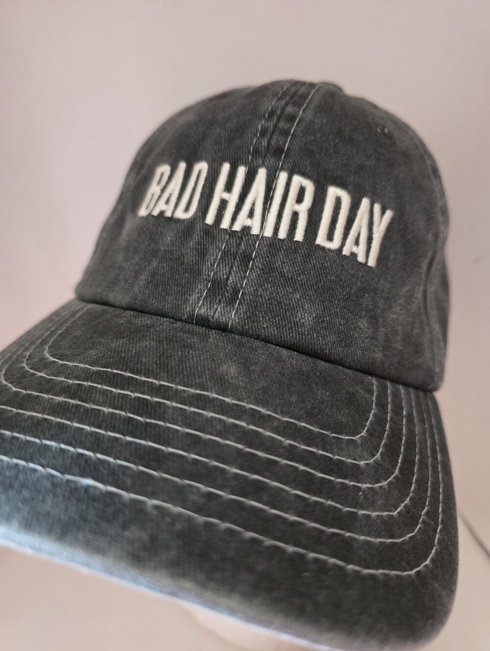 Primitives by Kathy Washed Black 'Bad Hair Day' Baseball Cap WOMENS